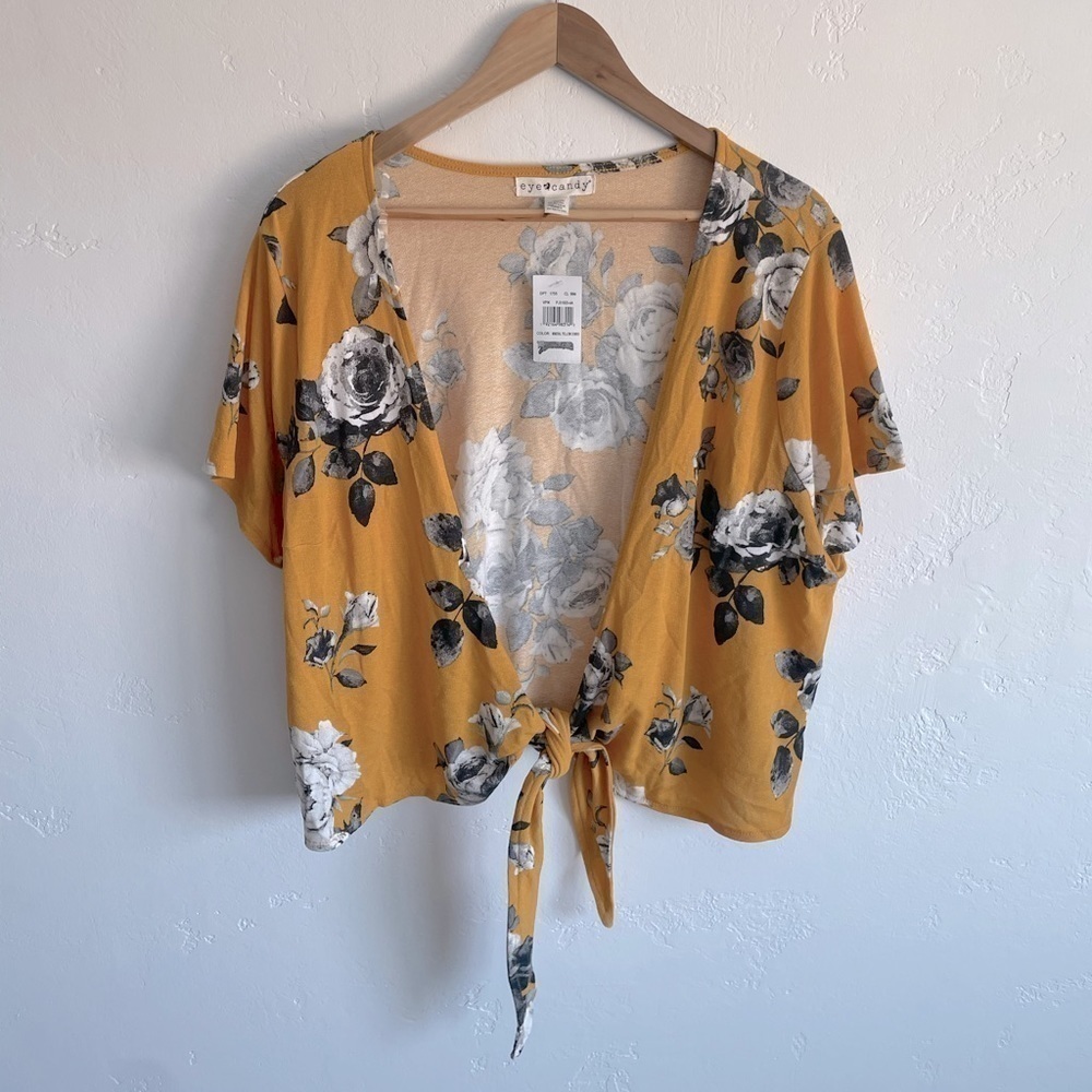 Floral blouse 3X tie front short sleeve tee